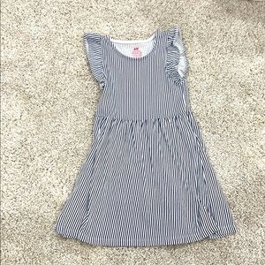 Blue and white striped dress